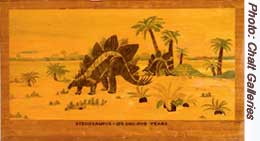 Charles R Knight dinosaur art murals were the basis of Marqerty illustrations
